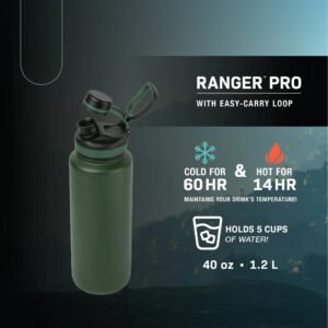 Stainless Steel Ranger Water Bottle 40oz, Green