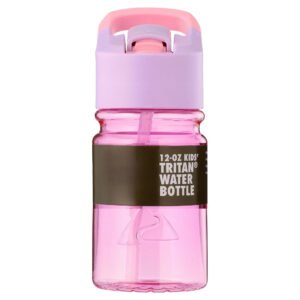 12 oz Kids' Tritan Plastic Flip-Top Water Bottle, Purple & Pink