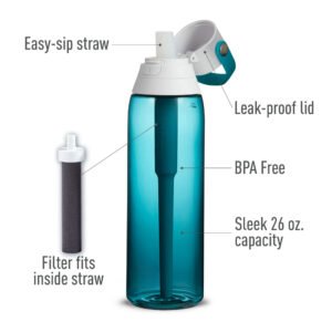 26 oz Sea Glass Premium Leak Proof Filtered Water Bottle with Straw