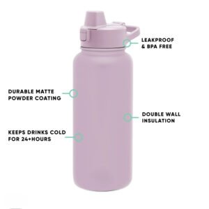 32oz Stainless Steel Summit Water Bottle with Silicone Straw Lavender Mist